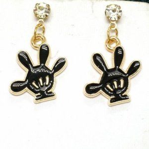 NWOT!!! Fashion BJ Black Mickey Magic Glove Crystal Dangle Earrings